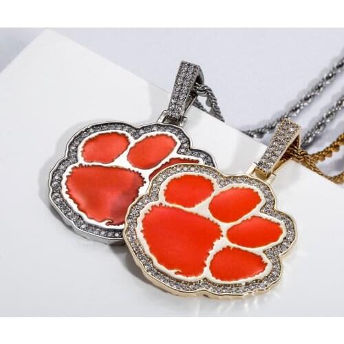 HOT SALE Gold Color Cute Animal Footprints Dog Cat Footprints Paw CZ Necklaces Pendants For Women Jewelry Gift