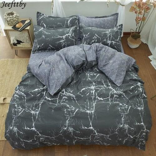 Marble Pattern Bedding Set 3/4pcs Duvet Cover Bed Linen Single Queen King Quilt Cover Flat Bed Sheet Pillowcases Home Textiles