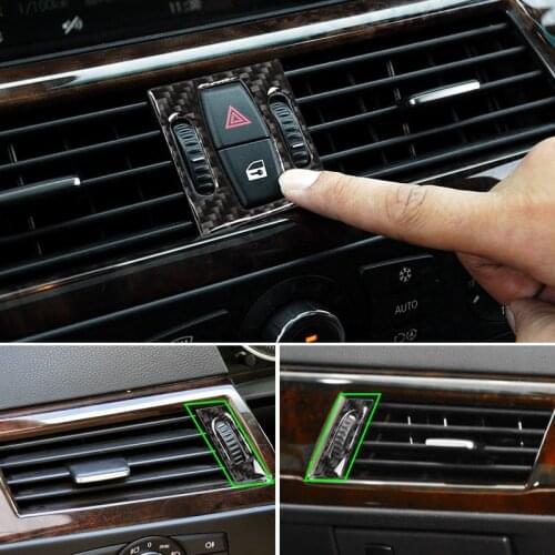 Carbon Fiber Car Center Control Air Vent Outlet Cover Sticker Trim For BMW 5 Series E60 E61 2004 2005 2006 2007 2008 2009 2010