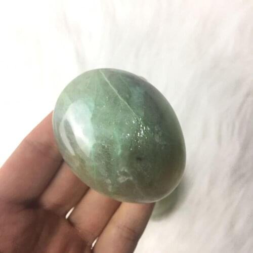 Natural Green moonstone Polished Palm Stone Healing Gemstone palms For Party Gift Decoration 1pc