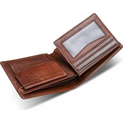 Creative New Multi-card Cowhide Wallet For Male Brown Short Business Coin Purse Credit Card Wallet Genuine Leather Men Wallet