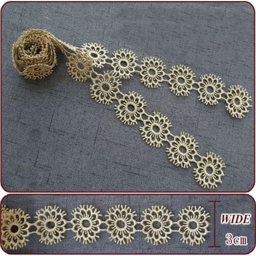 New! Lace water-soluble gold COLOR lace embroidery DIY wedding dress, skirt, headgear, garment accessories 1yard=91cm JB07