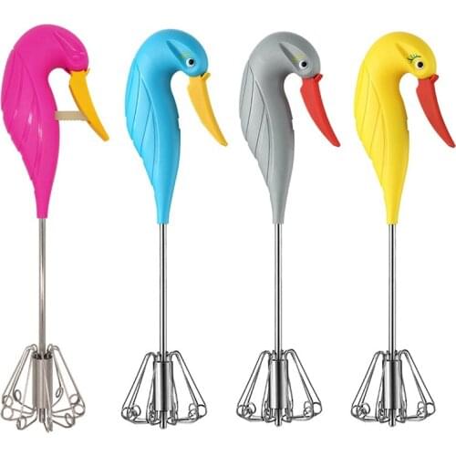 New Swan Self Turning Manual Whisk Egg Beater Semi-Automatic Handheld Pressing Cream Stirring Whisk Baking Tools