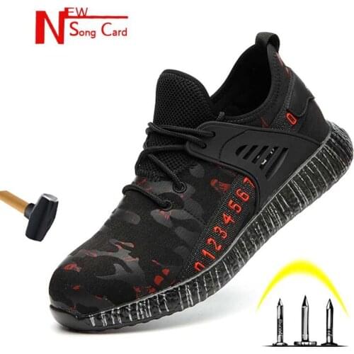 New song card Safety Work Shoes 2019 Fashion Men Camouflage Safety Sneakers Steel Toe Cap Anti-Smashing Construction Work Boots