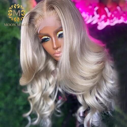 Ash Blonde Lace Frontal Wig 613 Colored Human Hair Wigs Grey Brazilian Hair Wigs Body Wave Wig Natural Transparent Lace Wig Remy
