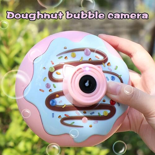 Donut Bubble Machine with Light Music Cartoon Shape Automatic Blower Outdoor Toy