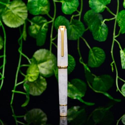 Hongdian N1 Retro Acrylic Resin Fountain Pen Nebula Series EF Nib White Office Pen with Converter Writing Business Gift Ink Pen