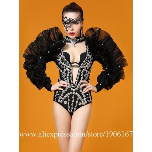 Bar Nightclub DS Pole Dancer Sexy Evening Dress Singer Sexy Sxaggerated DJ Shrugged Body Suit Stage Performance Costumes