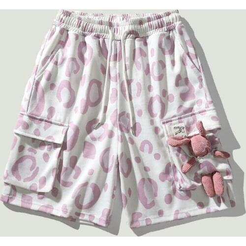 Streetwear Fashion Casual Shorts Mens 2021 New Summer Milk Pattern Printing Loose Shorts Male Cargo Five-point Straight Pants