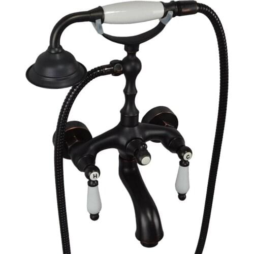 Bathroom Bathtub Faucets Bath Shower Faucets In-Wall Brass Hot & Cold Mixer Crane Taps With Handheld Shower Black Oil Brushed