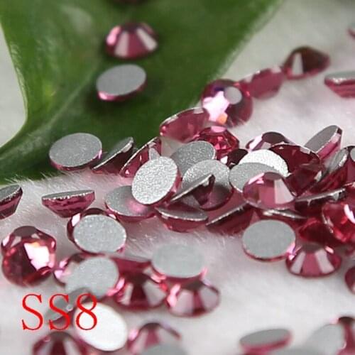 SS8 1440PCS /lot Glitter Fuchsia 3D Nail Art Non HotFix Rhinestones DIY Gifts Shoes Bags Accessaries