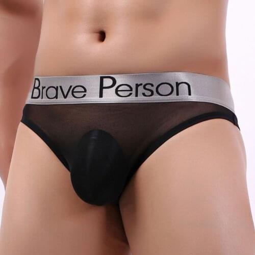 See Through Underwear Men Sheer Mesh Men Underwear Low Waist U Convex Briefs Men Transparent Ultra-thin Breathable