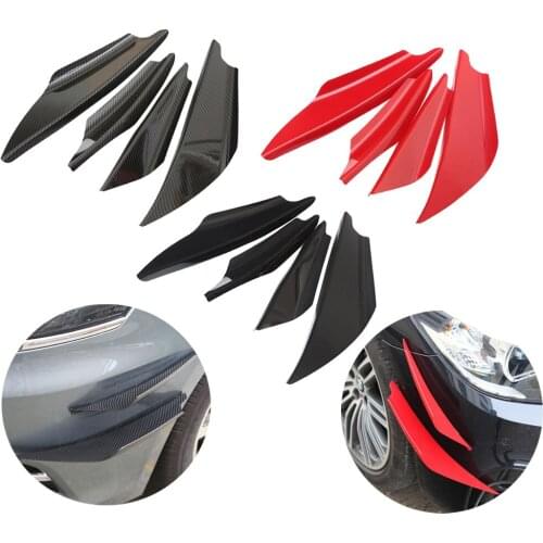 Universal 4x Matte Black Bumper Fin Canard Splitter Diffuser Valence Spoiler