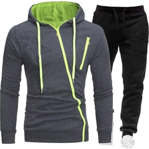 Spring Mens Tracksuit Two Pieces Set Hoodies+Pants Sport Suits for Men Sweatshirt Zip up Hoodies Mens Clothing Sets Sportswear