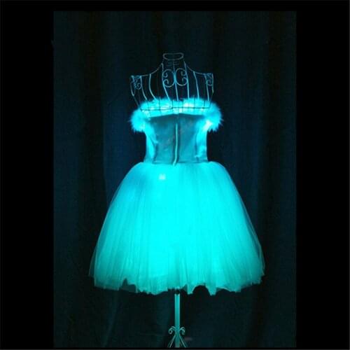 Women programmable full color led light dress party birthday celebrate wears singer skirt evening outfit RGB colorful costume dj