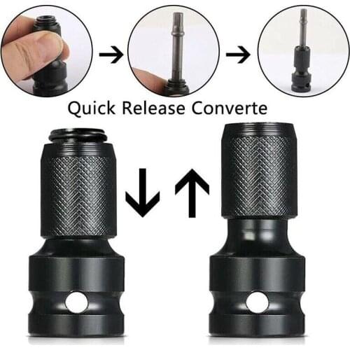1pc Drill Chuck Converter Socket Adapter Set Hex Shank 1/2inch Drive To 1/4in Hex Shank Impact Drilling Bits Driver
