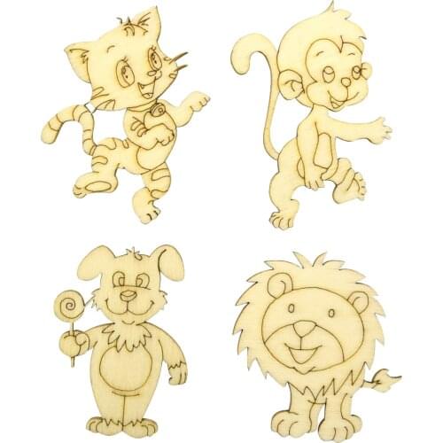 10pcs Home Decoration Hanging Ornament Accessory Scrapbooking Craft Wooden DIY Animals Shape Handmade 25-30mm