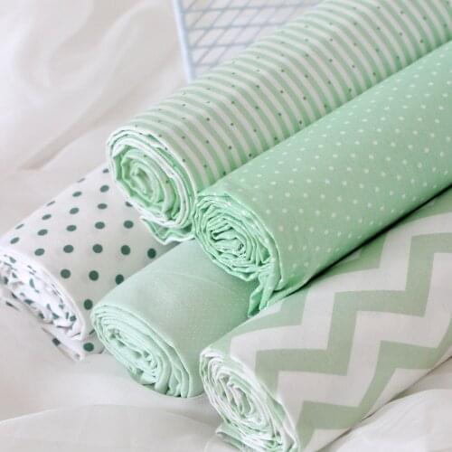 160x50cm Green Wave Dots Twill Cotton Sewing Fabric DIY Bedding Sheet Home Decoration Making Childrens Clothing Cloth