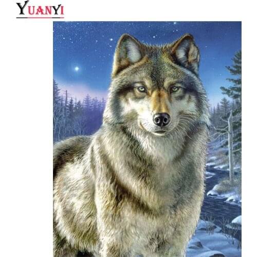 5D Diamond Painting Wolf Full Square Animal Diamond Embroidery Full Round Diamond Cross Stitch Home Decor