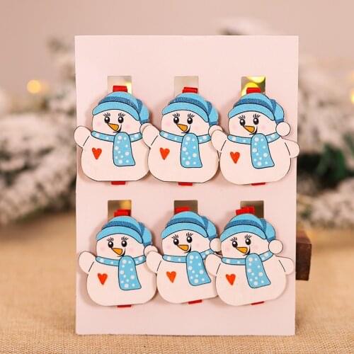 6/20 pcs 2020 Creative Christmas Wooden Cartoon Clip Xmas Decoration Accessories Home Photo Wall Supplies Household Gadgets