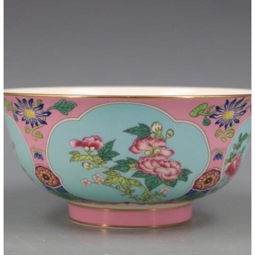 Qing Dynasty Qianlong gold painted bowl antique craft, porcelain home, antique ornaments collection