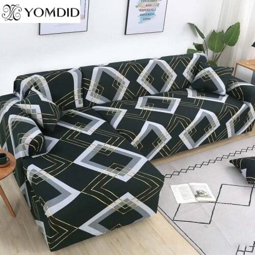 Sofa Cover Geometric Couch Cover Elastic Sofa Cover for Living Room Pets Corner L Shaped Chaise 3d Printed Sofa Slipcover 1PC