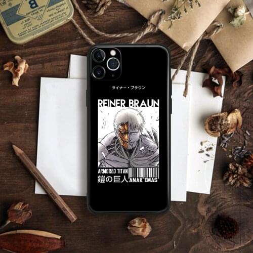 Reiner Braun Armored Titan Anime Phone Case For IPhone 11 12 Mini Pro XS Max X XR 6s 7 8 Plus SE Soft TPU Glass Cover