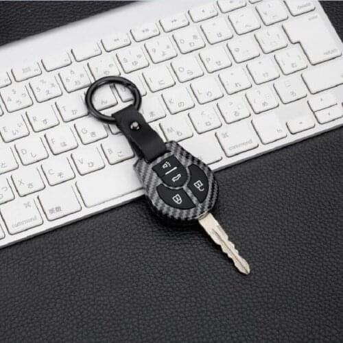 Carbon Fiber ABS Car Remote Key Fob Case Cover Shell Protector Keychain For Nissan Sentra Versa Tiida Juke Micra Note Styling