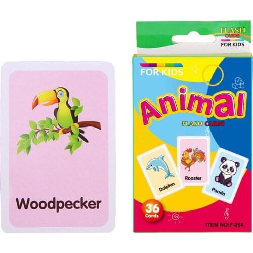 Toddlers Playing Flashcards Animal Educational Pocket Card for Preschool Kid