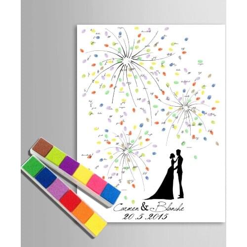 Personalized Fingerprint Wedding Guest Book Tree Alternatives Wedding Fingerprint Tree Guest Book DIY Wedding Signature Book