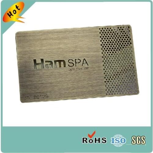 Custom Copper Finish Cutout Metal Business Card, Surface Etching Metal Business Card Brushed Bronze VIP Membership Card