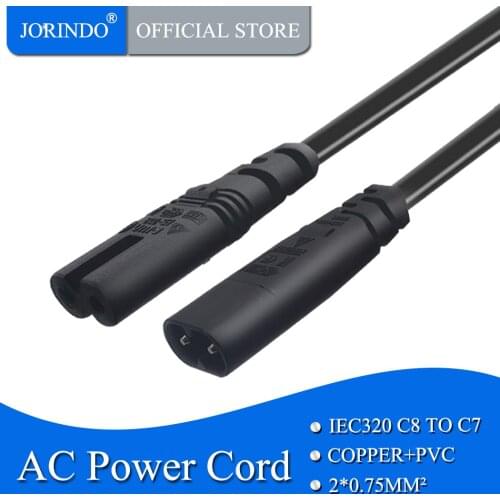 JORINDO 0.3M/1FT,IEC320 C8 TO C7 power cable cord,desk lamp,camera,Notebook adapter Power Extension Cable 0.3M/1FT