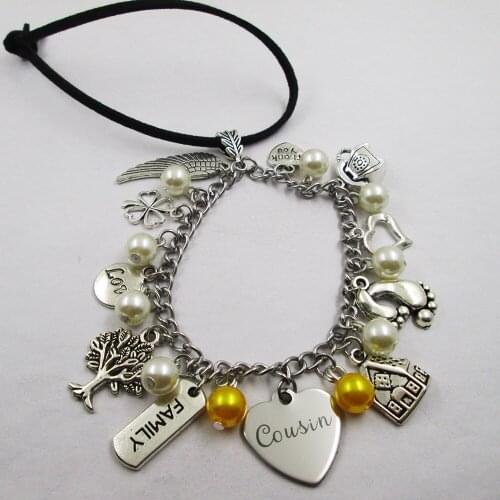 Cousin family theme home love leather stainless steel chain rearview mirror christmas tree decoration Bag ornaments