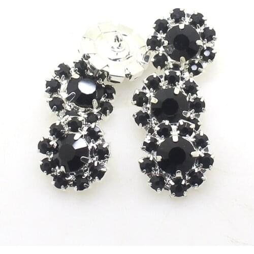 Sale Price Metal Black Buttons For Clothing 10pcs/lot 16mm Sewing Handwork Shank Rhinestones Decoration Silver Accessories
