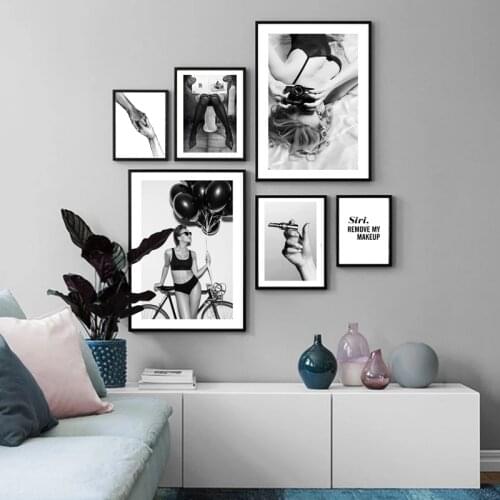 Minimalist Art Work Art Wall Painting Fashion Women Poster Black and White Canvas Painting Modern Image Home Decoration Painting