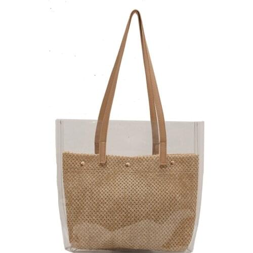 Fashion Women Summer Straw Large Tote Bag Beach Simple Shoulder Bag Female Purses and Handbags Causal Ladies Shopping Bag
