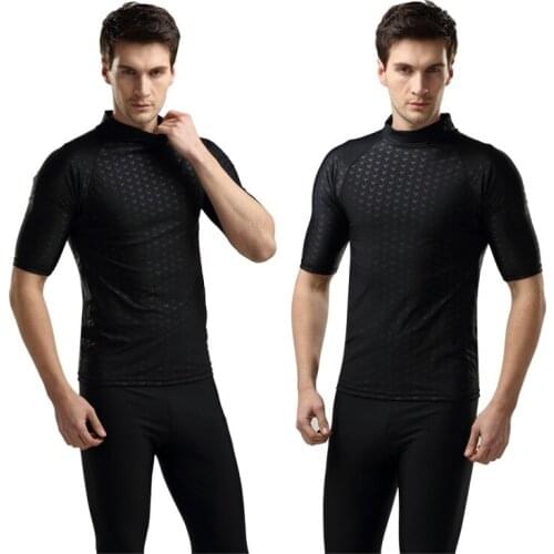 SBART Men Short Sleeve Wetsuit Rashguard Swimming Suit Snorkeling Wetsuits Men Surfing Swimsuit Diving Wet Suit Top Swim Shirt