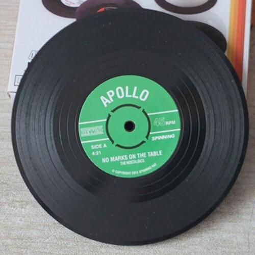 Set of 6 Coasters, Retro Vinyl Record Mats Placemats for Cold Hot Drinks, Anti-Skid Tabletop Protection Prevents Slipping