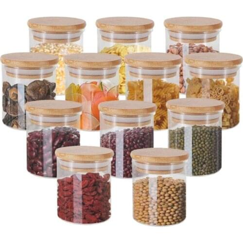 12li Lux Spice Set-Spice Storage Container kitchen supplies glass jar and wood cover