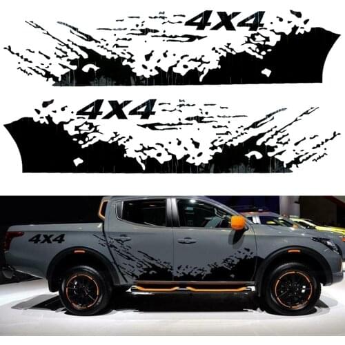 1 Pair Car Exterior Left&Right Side Body Splash Graphic Decal Stickers Vinyl Black Fit for 4X4 Truck Off Road Pickup