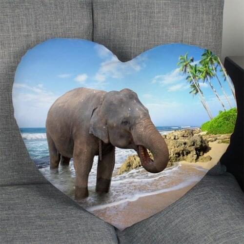 Elephant Custom Heart Shape Pillow Cover Custom Zipper Pillowcase Cover Wedding Home Office Decorative