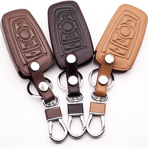 Latest car leather key cover For BMW 5 GT F07 530D F11 F10 520 525 520I E34 E60 E70 3 Button Remote Control Key Auto Accessories