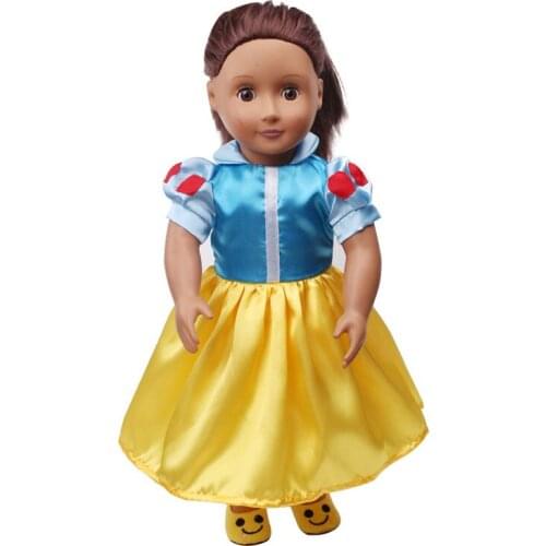 Doll clothes for 45cm American doll and new born doll accessories yellow princess dress evening dress