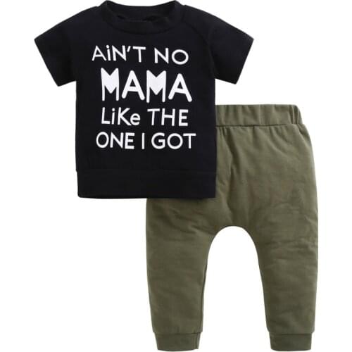 Baby boy clothing Infant Toddle 2pcs set Summer Short Sleeve T-Shirt +Pants Newborn baby boy girl clothes Ain't No Mama outfits