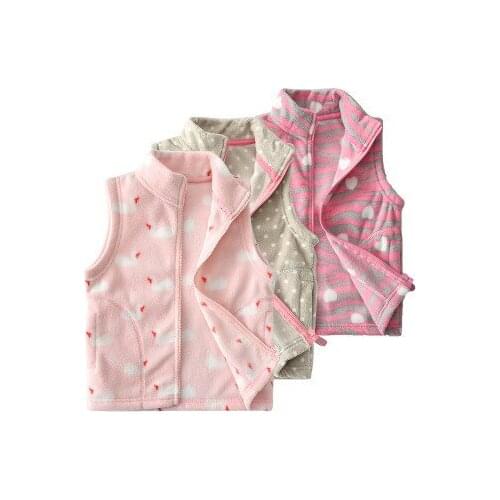 Polar Fleece Vest for Girl Boys Autumn High Collar Printed Waistcoats 2019 Baby Cotton Soft Sleeveless Jackets Children Clothing
