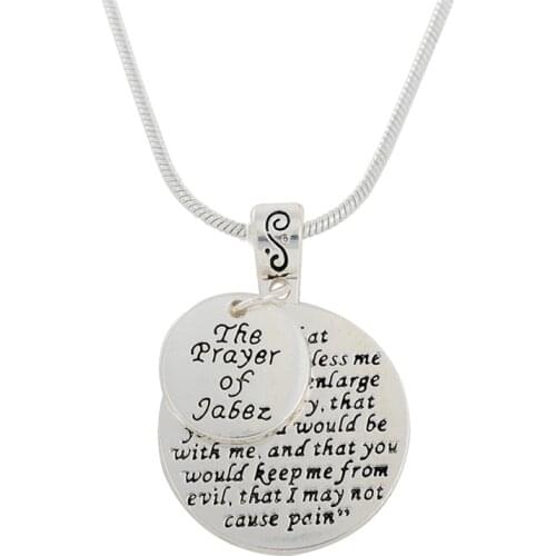 Skyrim Simple Two-piece Pendant Necklace The Play Of Jabez Bible Sentence Charm With Snake Chain Prayer Jewelry Necklace Making