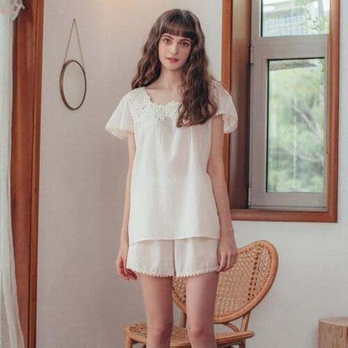 Pajama Woman Summer New Comfortable Natural Cotton Pajama Thin WomenS Korean Version Palace Suit Casual Sleepwear 2PCS пижам