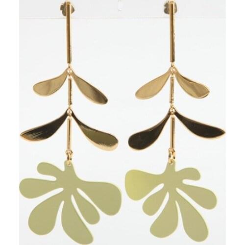 Europe and the United States niche jewelry enamel exaggerated leaves earrings earrings earrings women