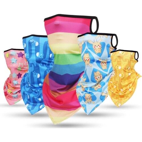 Hang-ear Triangle Scarf Kids Cartoon Bandanas Summer Sunscreen Face Cover Outdoor Cycling Skateboard Ski Neck Warmer mascarillas