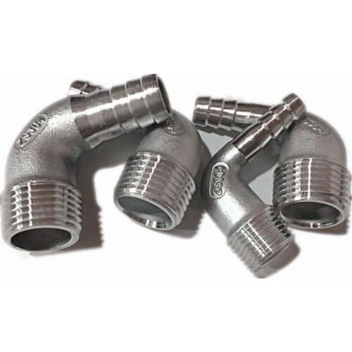 1/8" 1/4" 3/8" 1/2" 3/4" 1" BSPT Male 6/8/10/12/14/15/16/20/25/32mm Hose Barb Hosetail Elbow 90 Degree Connector 304 Stainless